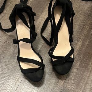 Shoe Dazzle Black Strappy Stiletto Heels